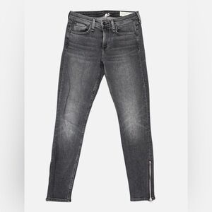 Rag & Bone Cate Mid-Rise Ankle Skinny Jeans Abbey Road Dark Wash Zipper Leg 25